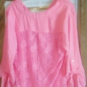 Pink Blouse with Lace Back